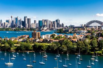 Aerial landscape view of Sydney CBD