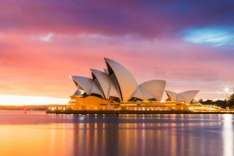 Dusk skyline and Sydney Opera House