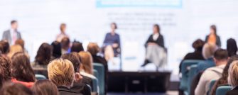 Round table discussion, business conference or presentation