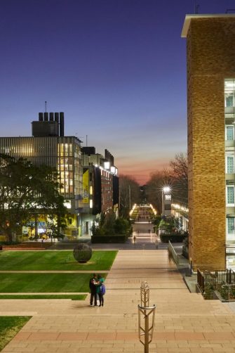 Kensington walkway view at dusk