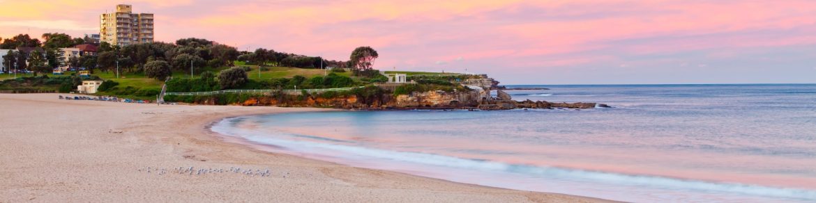 Coogee Beach in Sydney at sunset in New South Wales, Australia