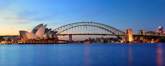 Opera House & Sydney Harbour Bridge at sunset